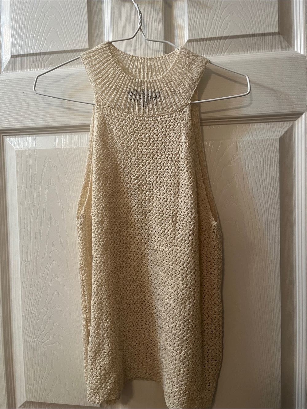 Lulu’s medium sheer Sleeveless Knit Tank Top in Cream